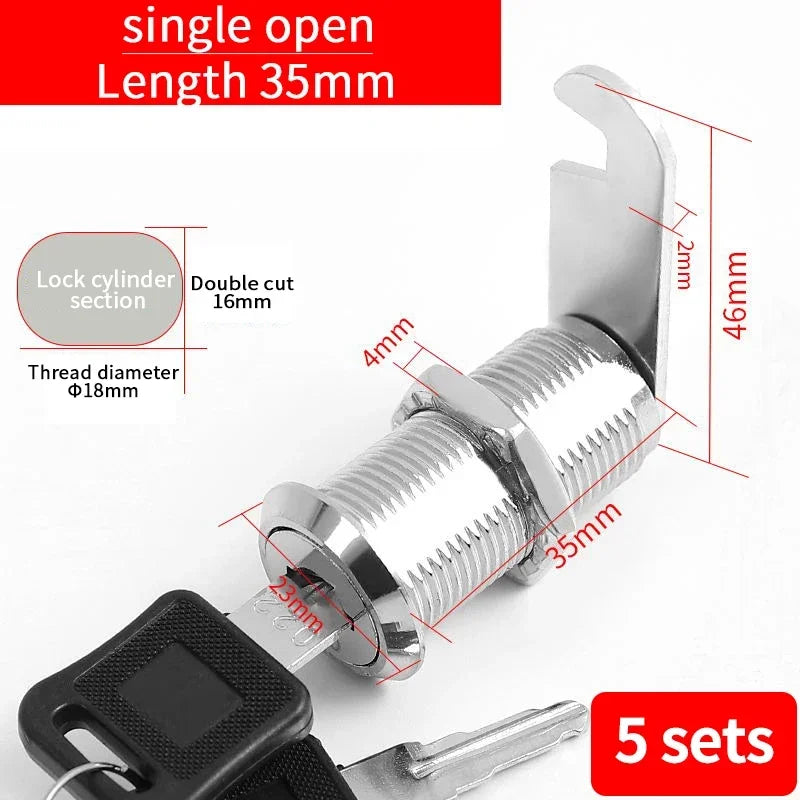 5/20 Sets Security Cam Locks - Metal Alloy Cylinder Cabinet Locker