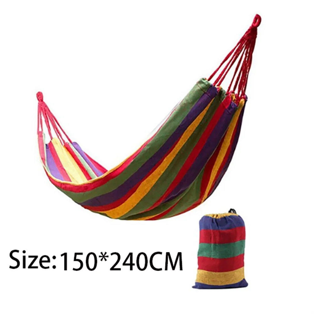 Double Hammock 2-Person Cotton Canvas with Tree Straps – Red/Blue