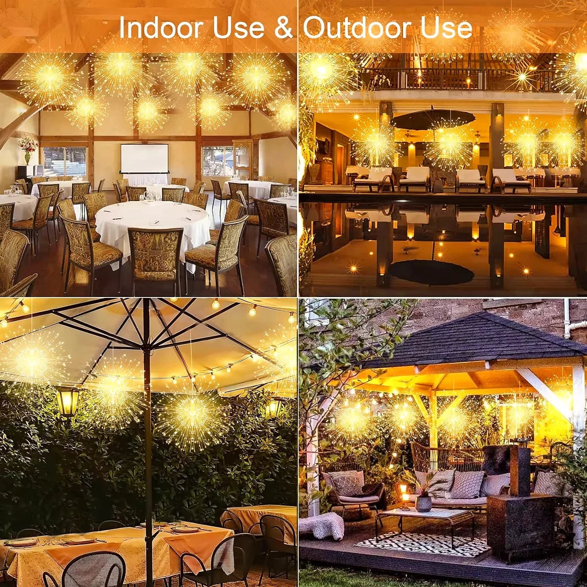 1PC Hanging Solar Firework Lights, 480LED Starburst Lights