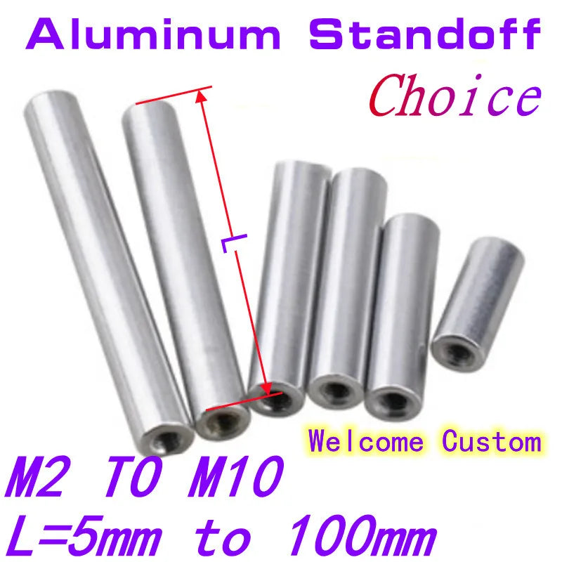 2pcs-10pcs/lot M2 M2.5 M3 M4 M5 M6 M8 M10*L Round aluminum standoff