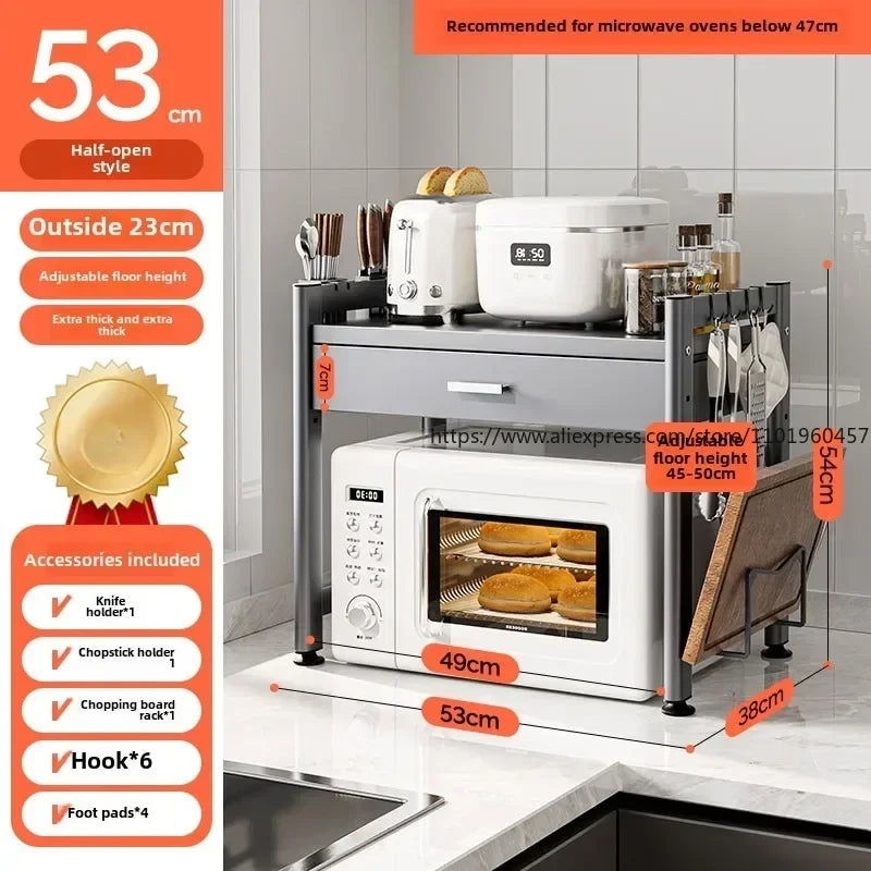 Countertop Kitchen Storage Rack – Microwave, Oven & Rice Cooker Shelf
