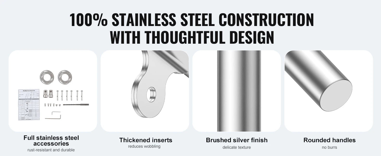 SucceBuy Handrail for Outdoor Transitional Stainless Steel Railings
