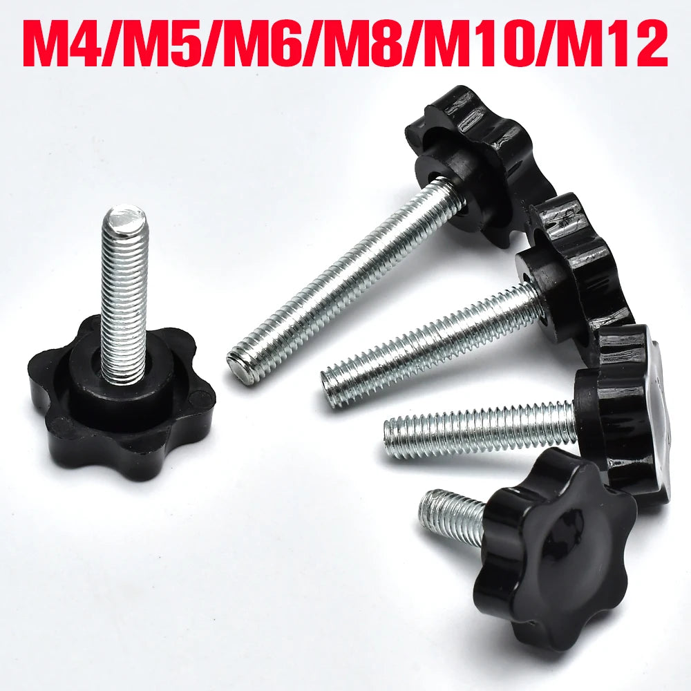 Carbon Steel Hand Knob Screws Bolt M4 M5 M6 M8 M10 M12 Plastic Star