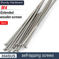 Rust-Resistant M4 x 200mm Flat Head Wood Screws, Self-Tapping & Long