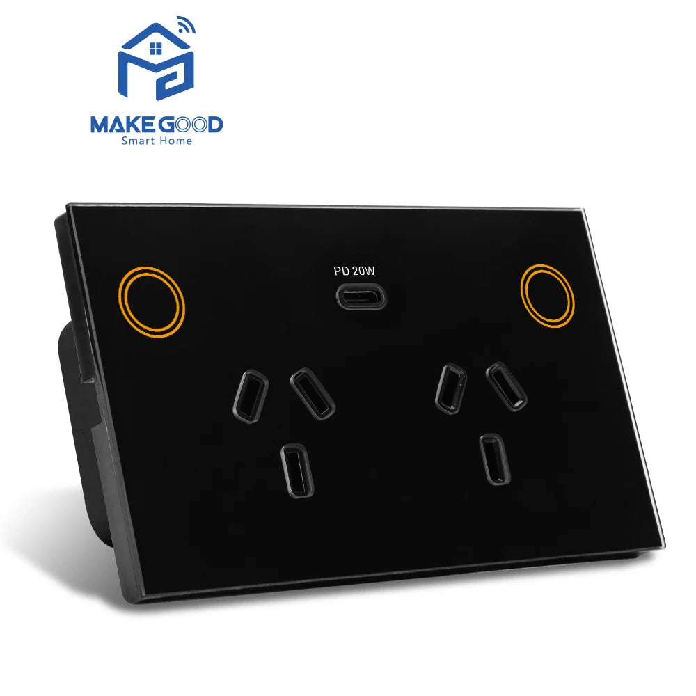 WIFI MakeGood AU Standard Wifi 2.4G 2400W Tempered Glass Panel Tuya