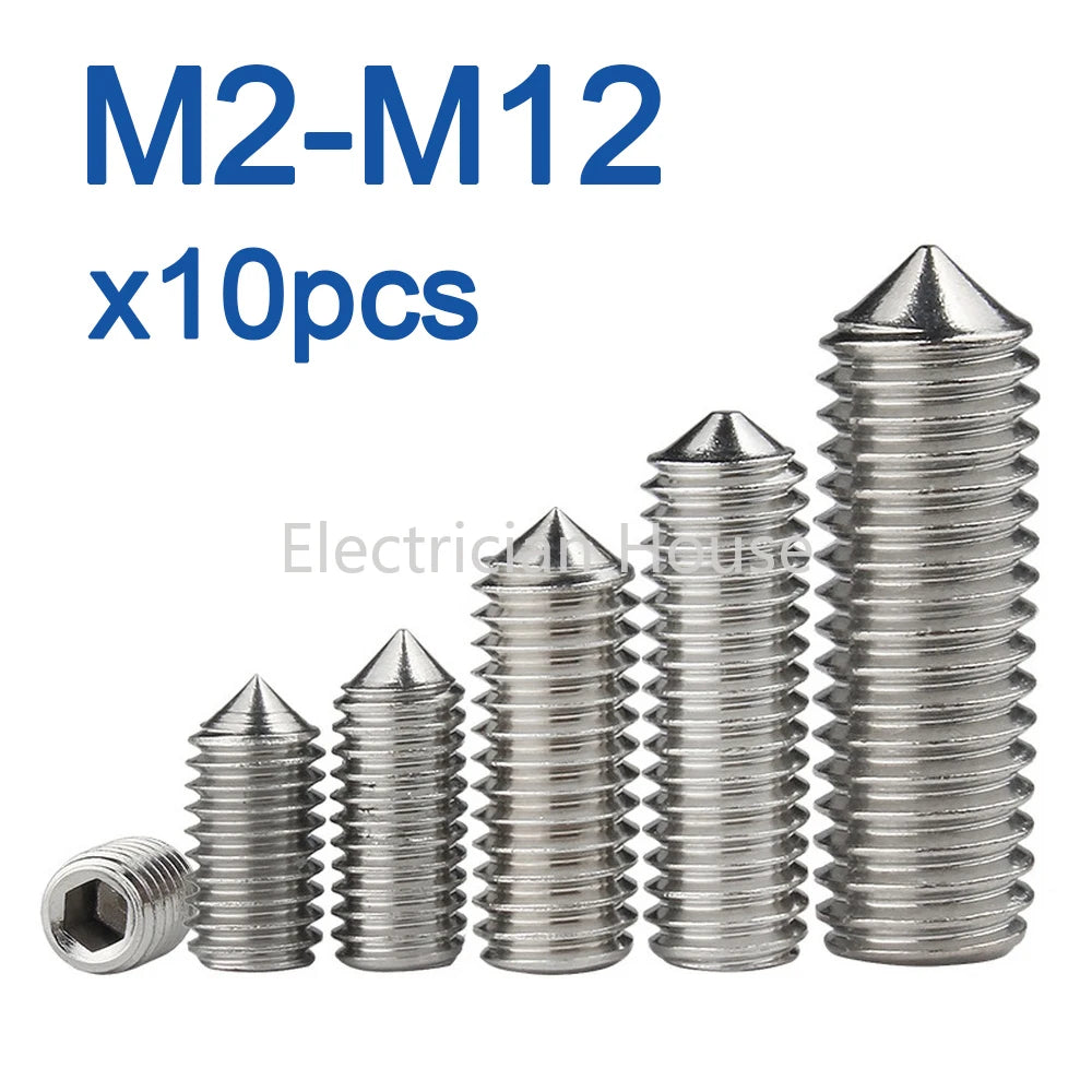 10pcs/lot Hex hexagon socket set screw cone point grub screw M2 M2.5