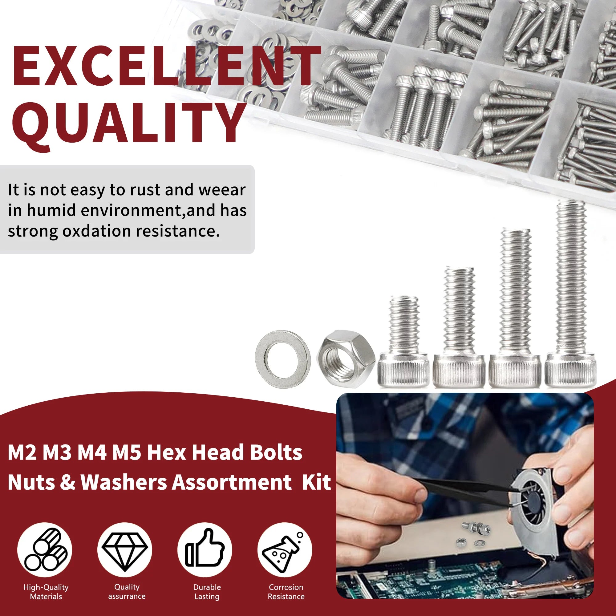 918pcs Nuts and Bolts Assortment Kit - M2, M3, M4