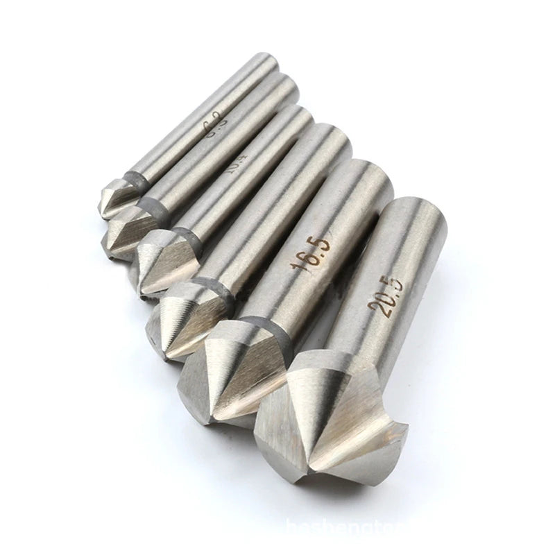 6Pcs 3 Flutes 90 Degree HSS Chamfering Cutter Woodworking Milling