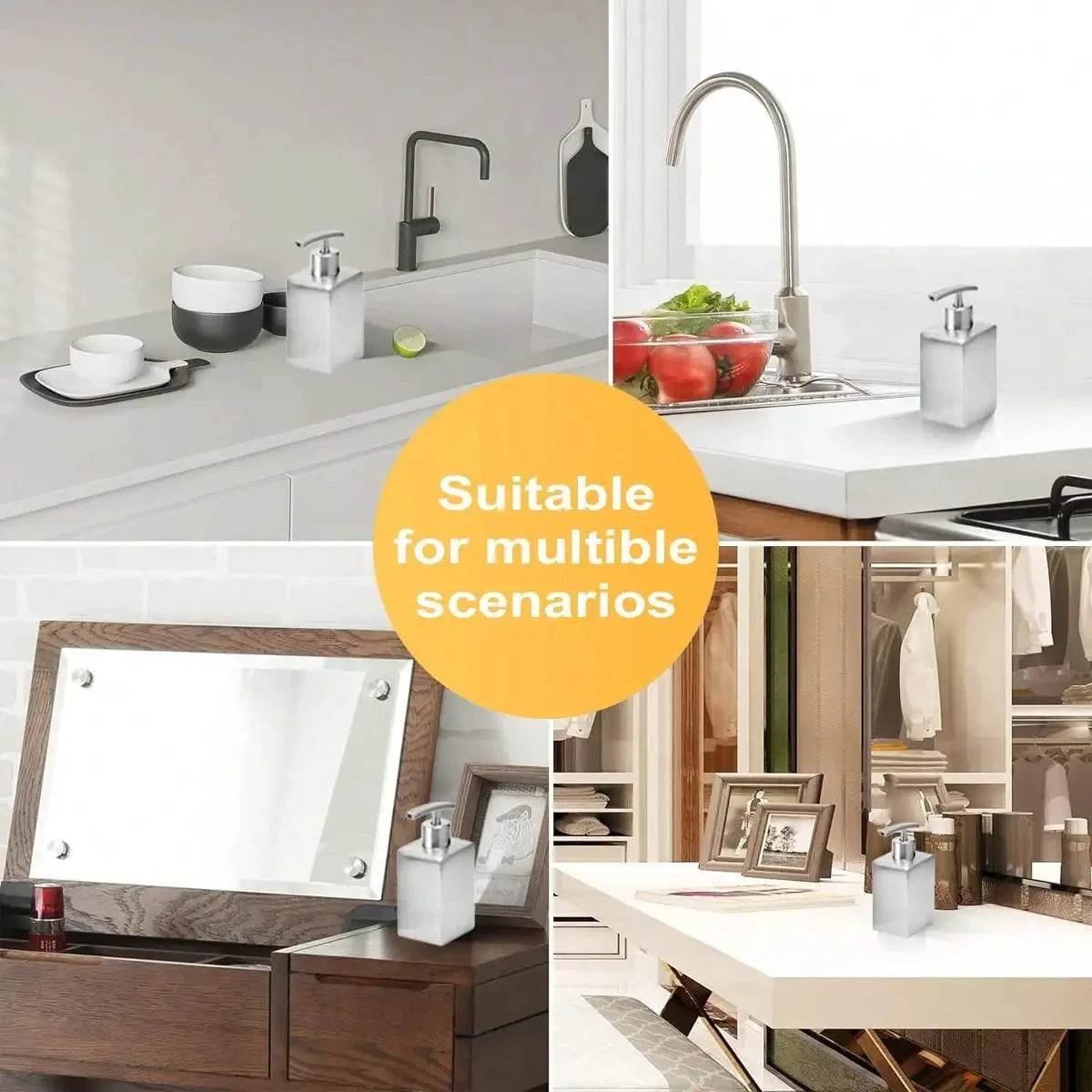 Leeseph Stainless Steel Soap Dispenser, Refillable Pump Bottles