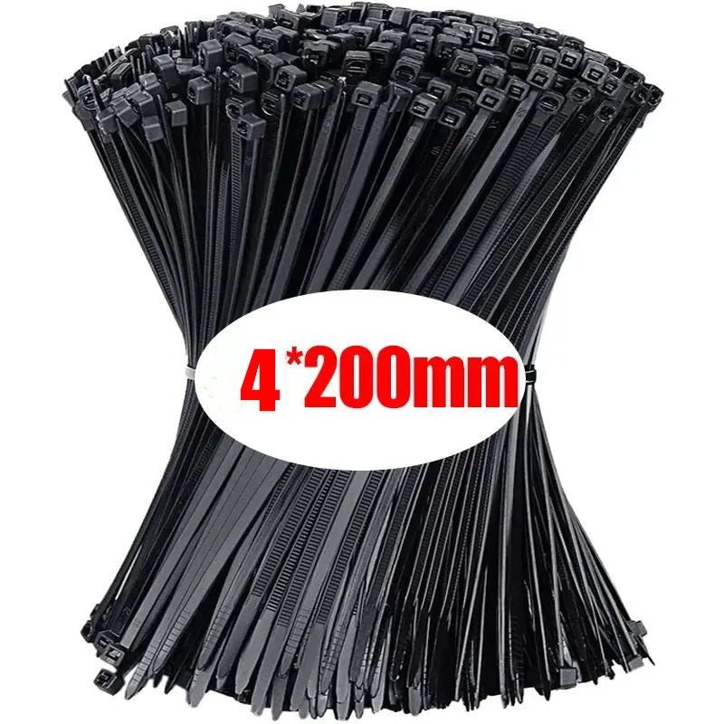 1000/100Pcs Nylon Cable Ties Self-locking Cord Ties Straps Adjustable