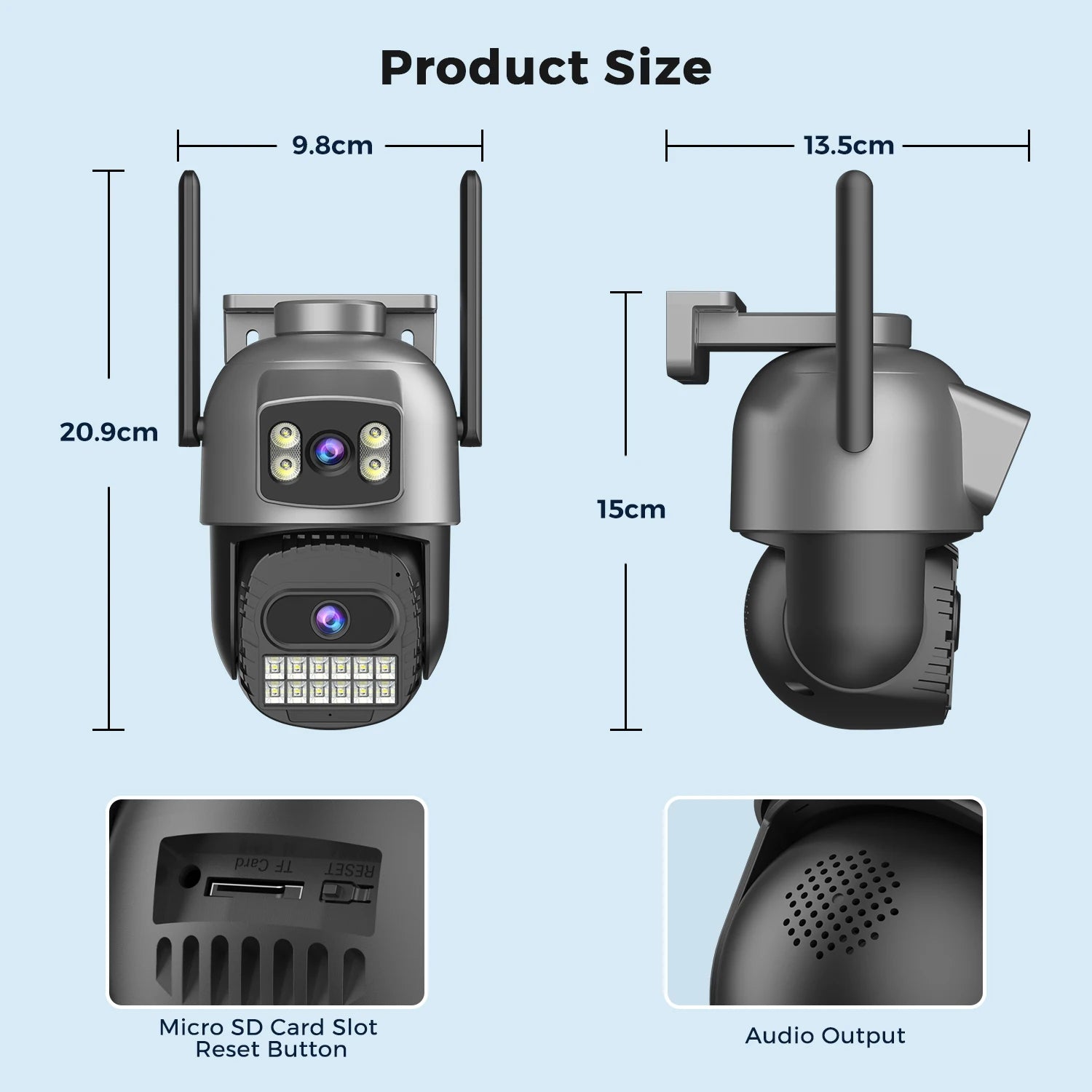 Outdoor Dual Screen Security PTZ Cam, Auto Tracking Surveillance, 6K
