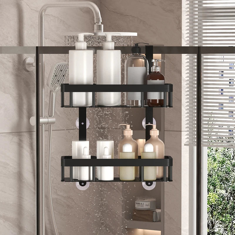 Bathroom wall mounted three-layer storage rack, door mounted rack