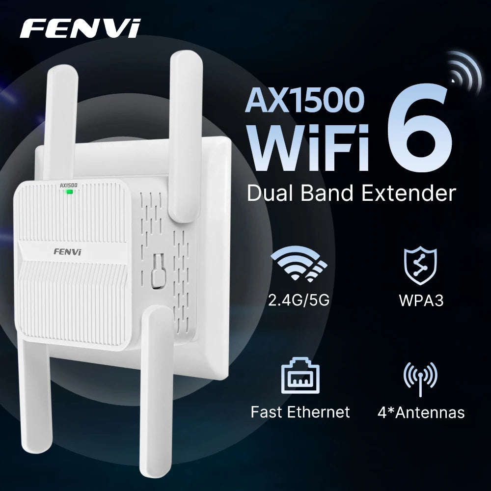 FENVI AX1500 WiFi 6 Repeater & Extender – Dual Band 2.4G/5GHz
