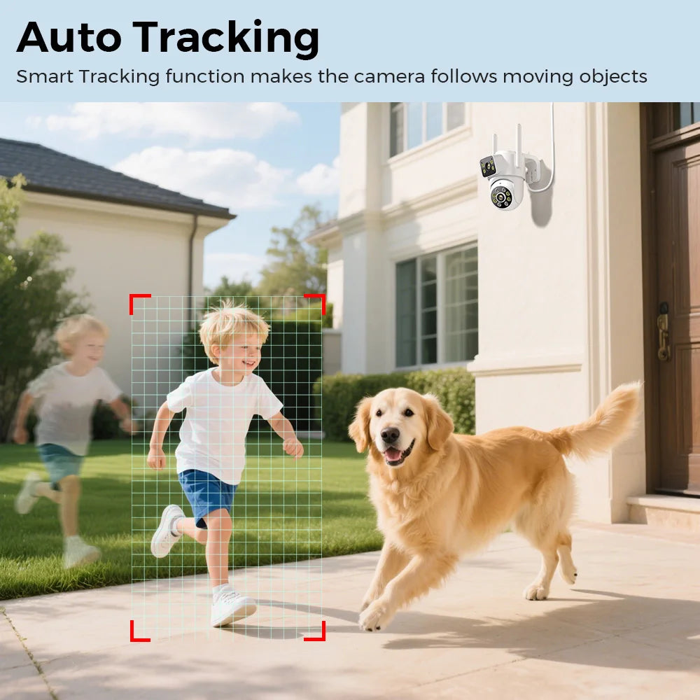 8MP 4K Outdoors Wifi Camera Dual Lens Security PTZ IP Camera 5X