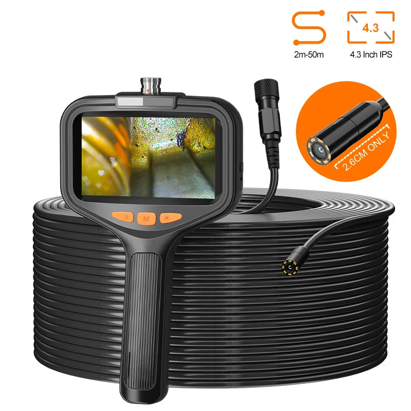 4.3'' Industrial Endoscope Camera 1080P HD 50m Rigid Cable Hand-held