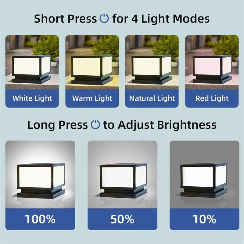 Timed LED Solar Outdoor Light Pillar Solar Lights Waterproof Thick