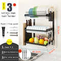 Wall-Mounted 3-Layer Stainless Steel Dish Drying Rack – Black