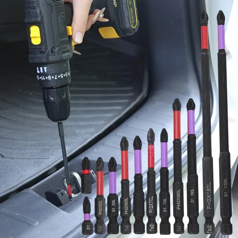 Strong Magnetic Impact Bit Anti-Slip Long Screwdriver Drill Hex Shank