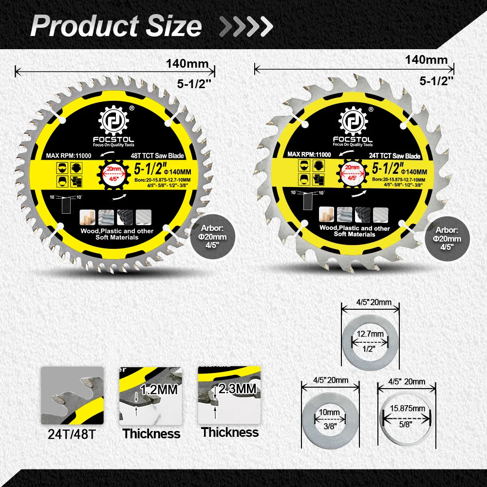 FOCSTOL TCT Carbide Wood Cutting Disc – Circular Saw Blade