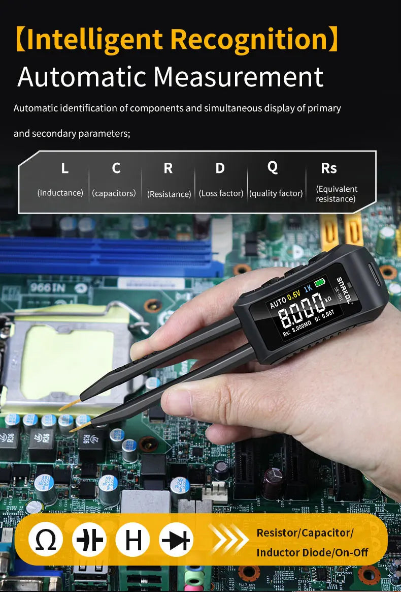 SNAKOL  Digital Tweezers Smart SMD Tester LCR ESR Professional LED