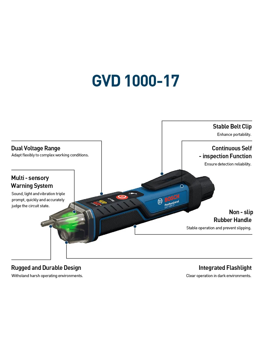 Bosch GVD 1000-17 Non-Contact Voltage Detector 24V-1000V Voltage
