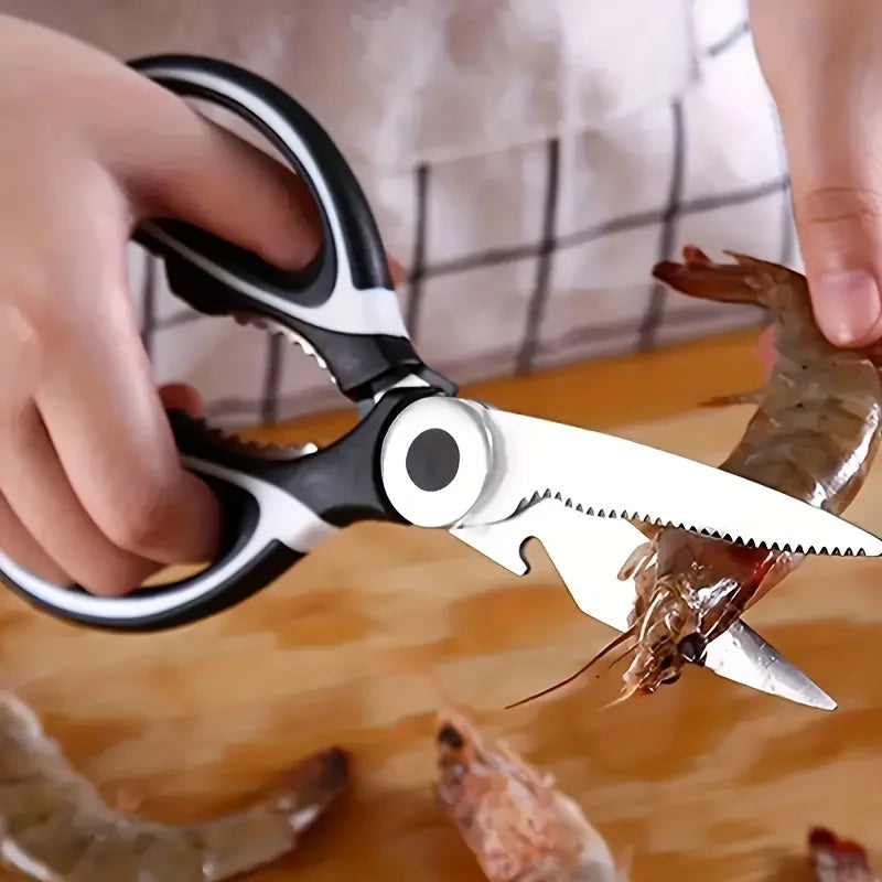 Heavy duty stainless steel kitchen scissors-multifunctional food