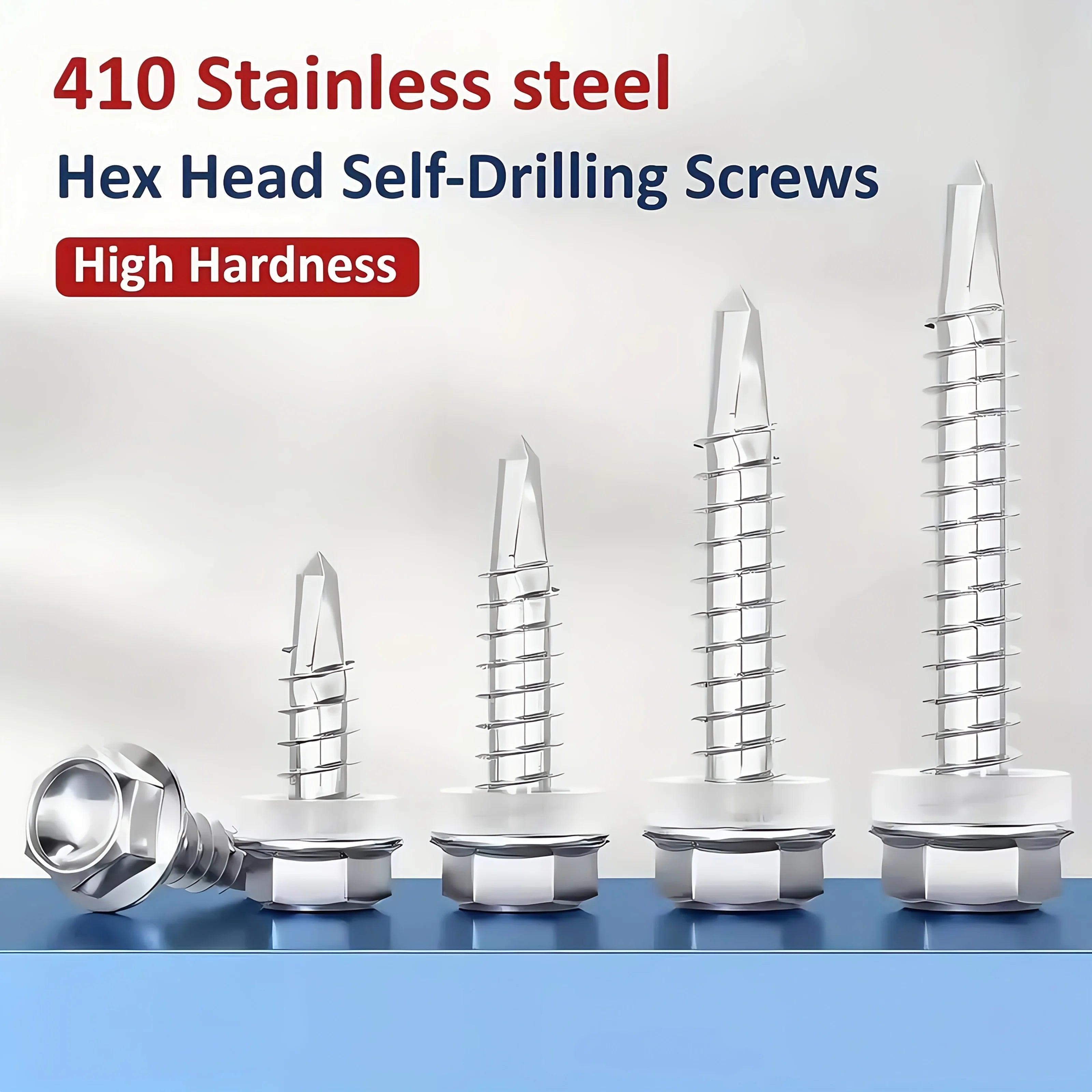 100pcs 410 Stainless Steel Magnetic Hex Washer Head TEK Self-Tapping