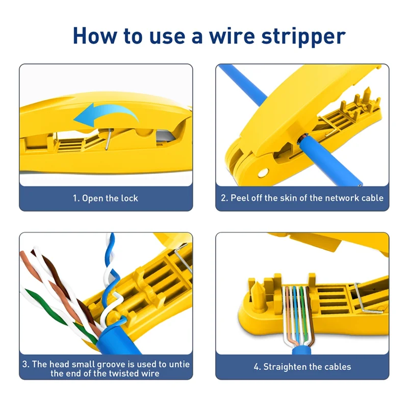 4-in-1 RJ45 Network Cable Tool – Cut, Strip, Untangle & Straighten