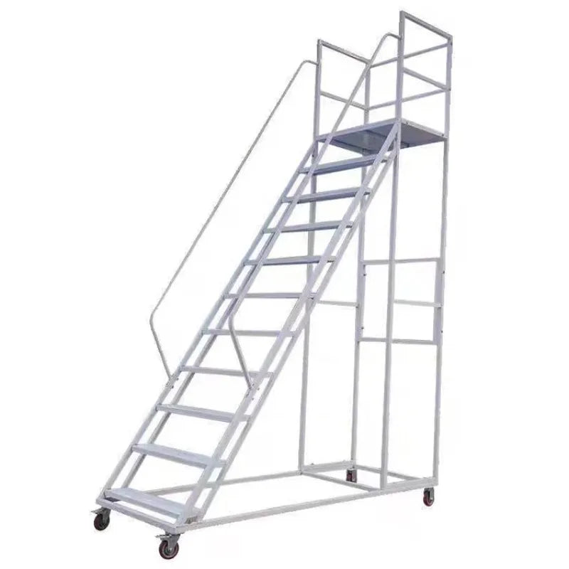 Mobile Platform Ladder with Wheels – Industrial Warehouse Elevator