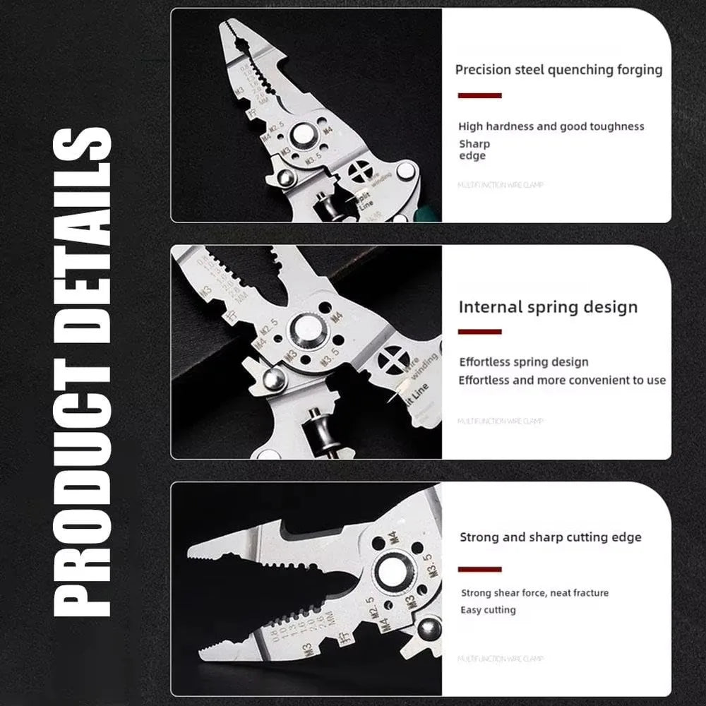 Foldable 18-in-1 Wire Stripping Pliers Crimping Tool