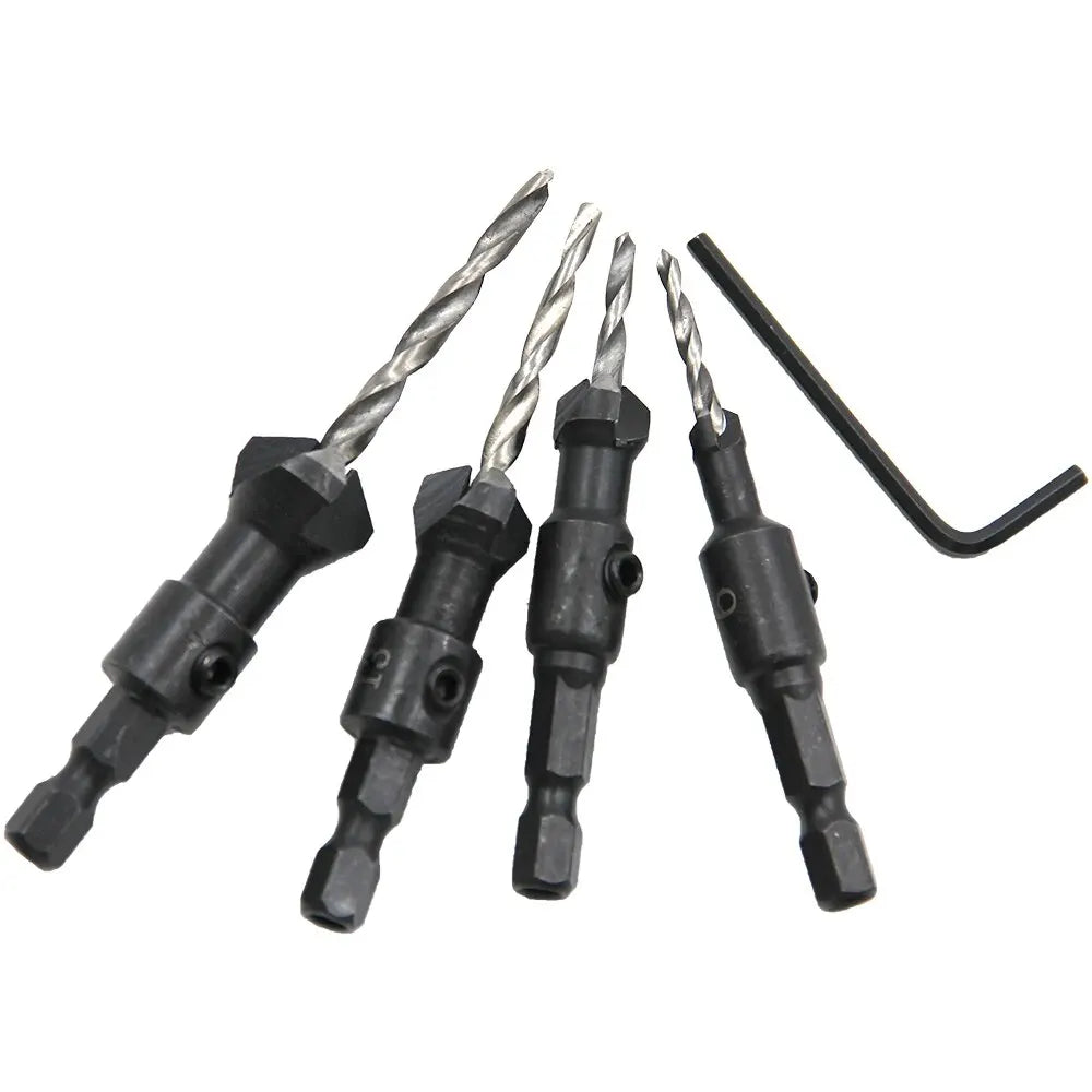 4pc Cone-shaped Countersunk Head Drill Hexagonal Shank Hole Expanding