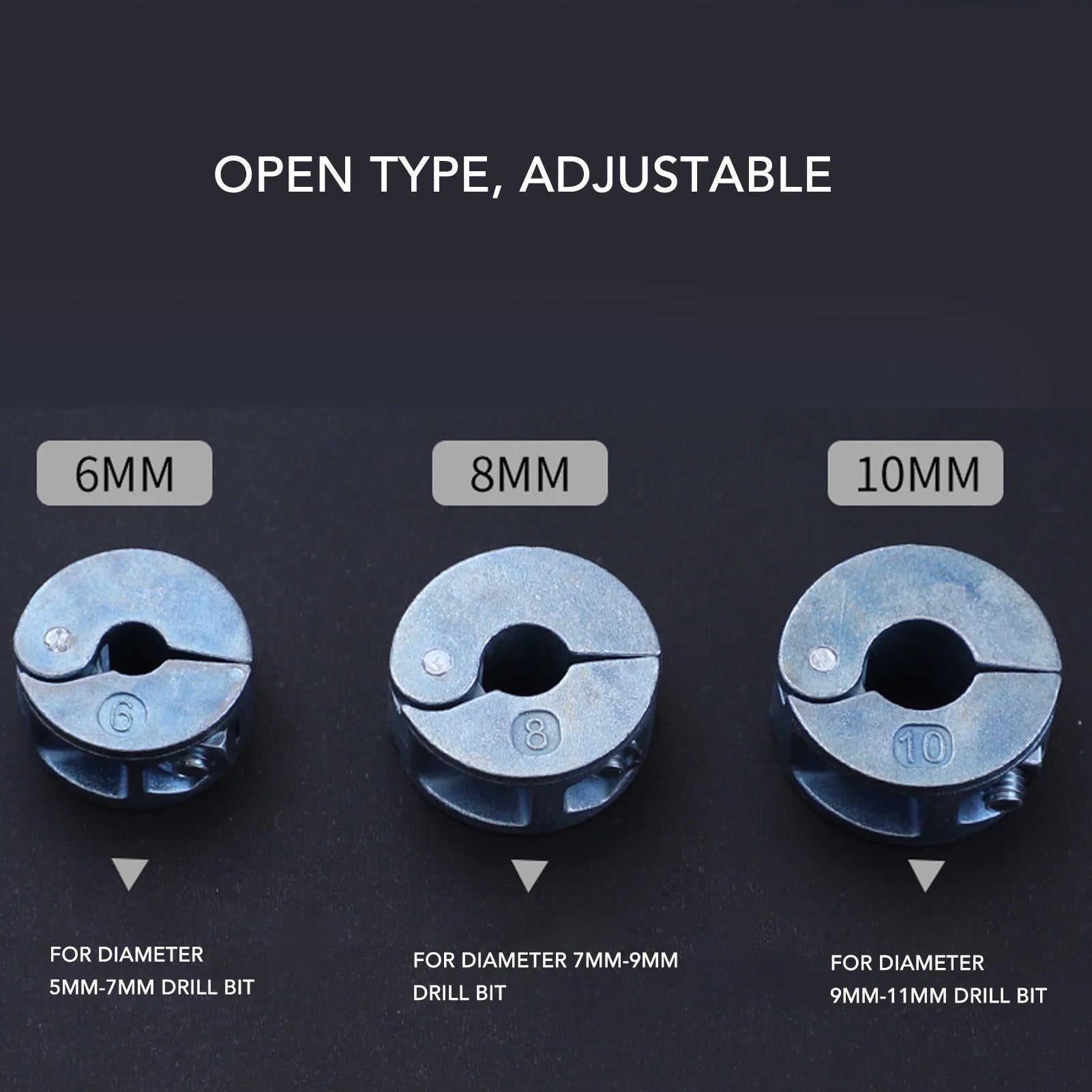 3PCS 6mm 8mm 10mm Drill Bit Stopper Collars Zinc Alloy Drilling Depth