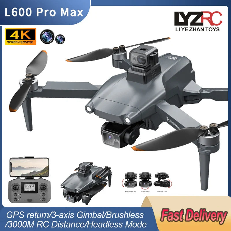 L600 PRO MAX/PRO GPS Drone 4K Professional HD Camera 3-Axis Gimbal 5G