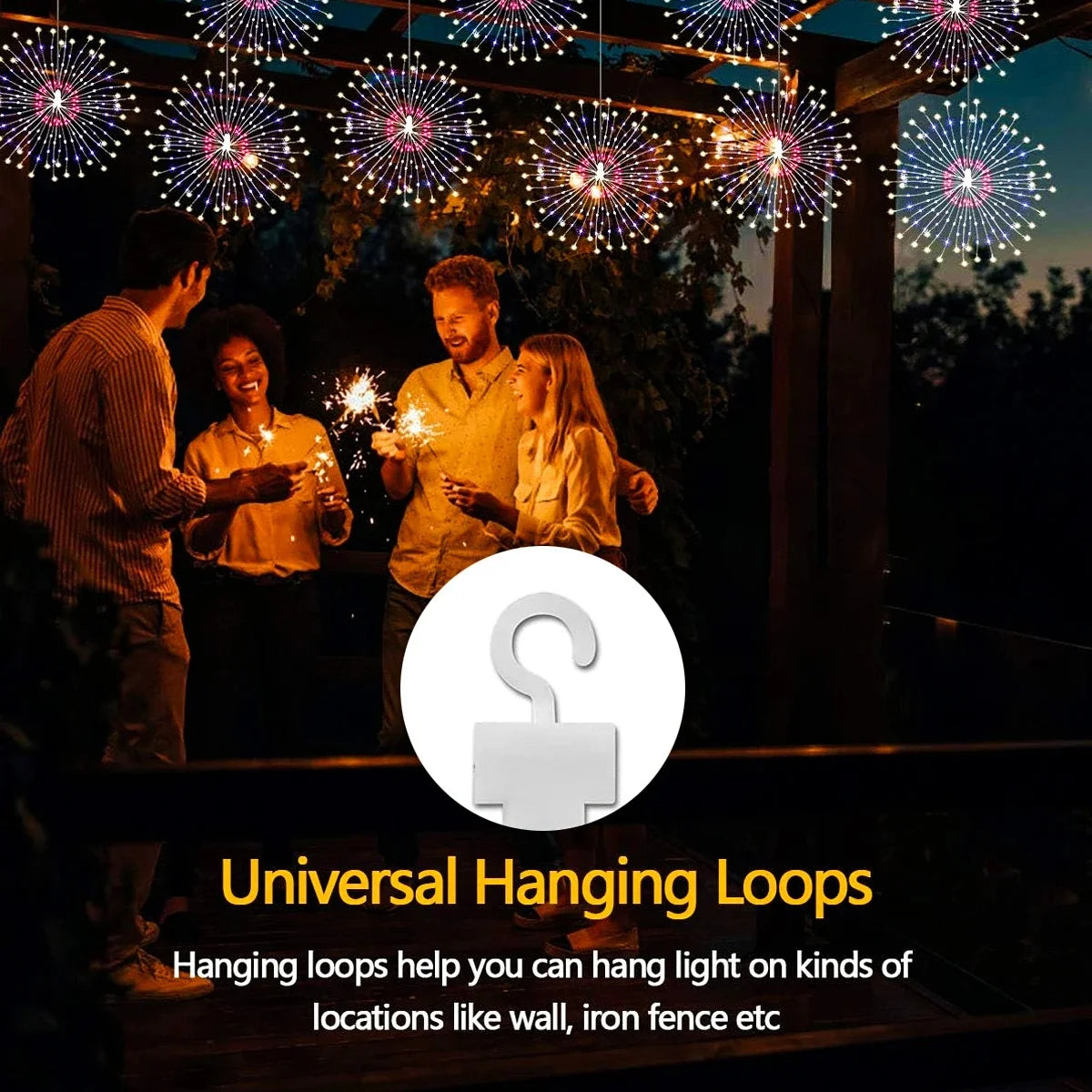 1PC Hanging Solar Firework Lights, 480LED Starburst Lights