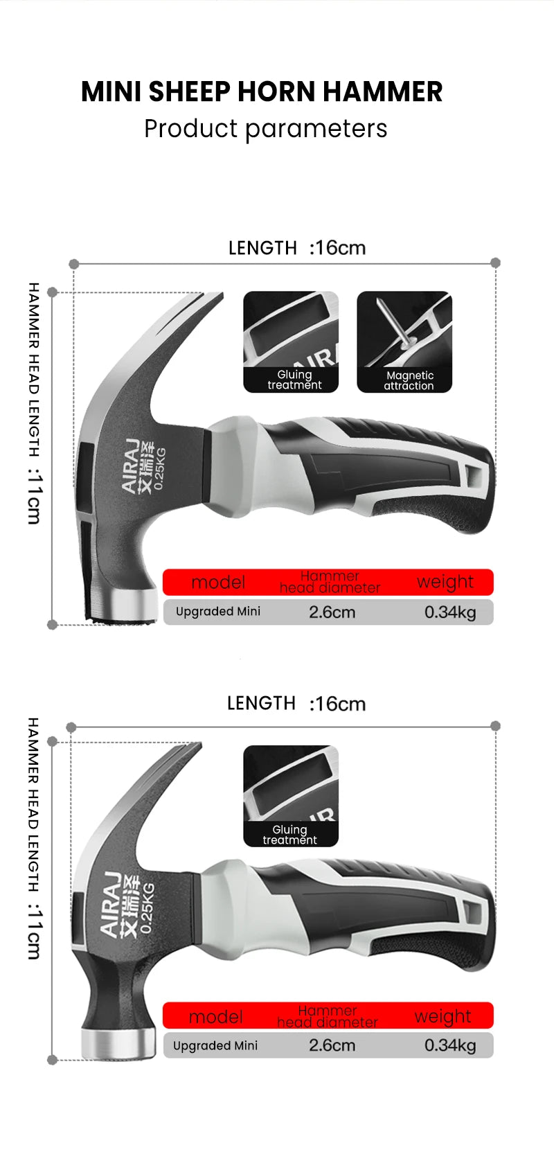 Multifunctional Mini Claw Hammer, Anti Slip And Shockproof Hammer