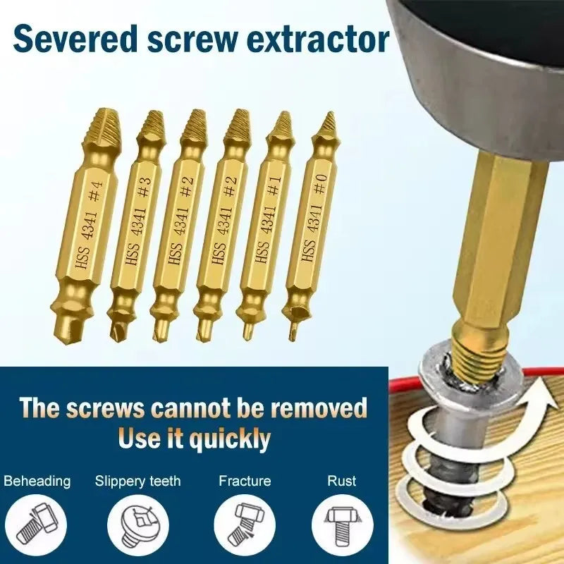 Damaged Broken Screw Extractor Drill Bit Set Stripped Broken Screw