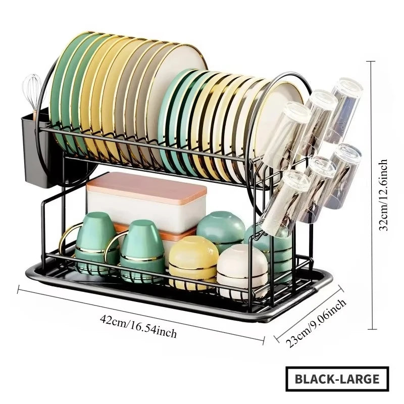 Removable and multifunctional double-layer dish drying rack drainage