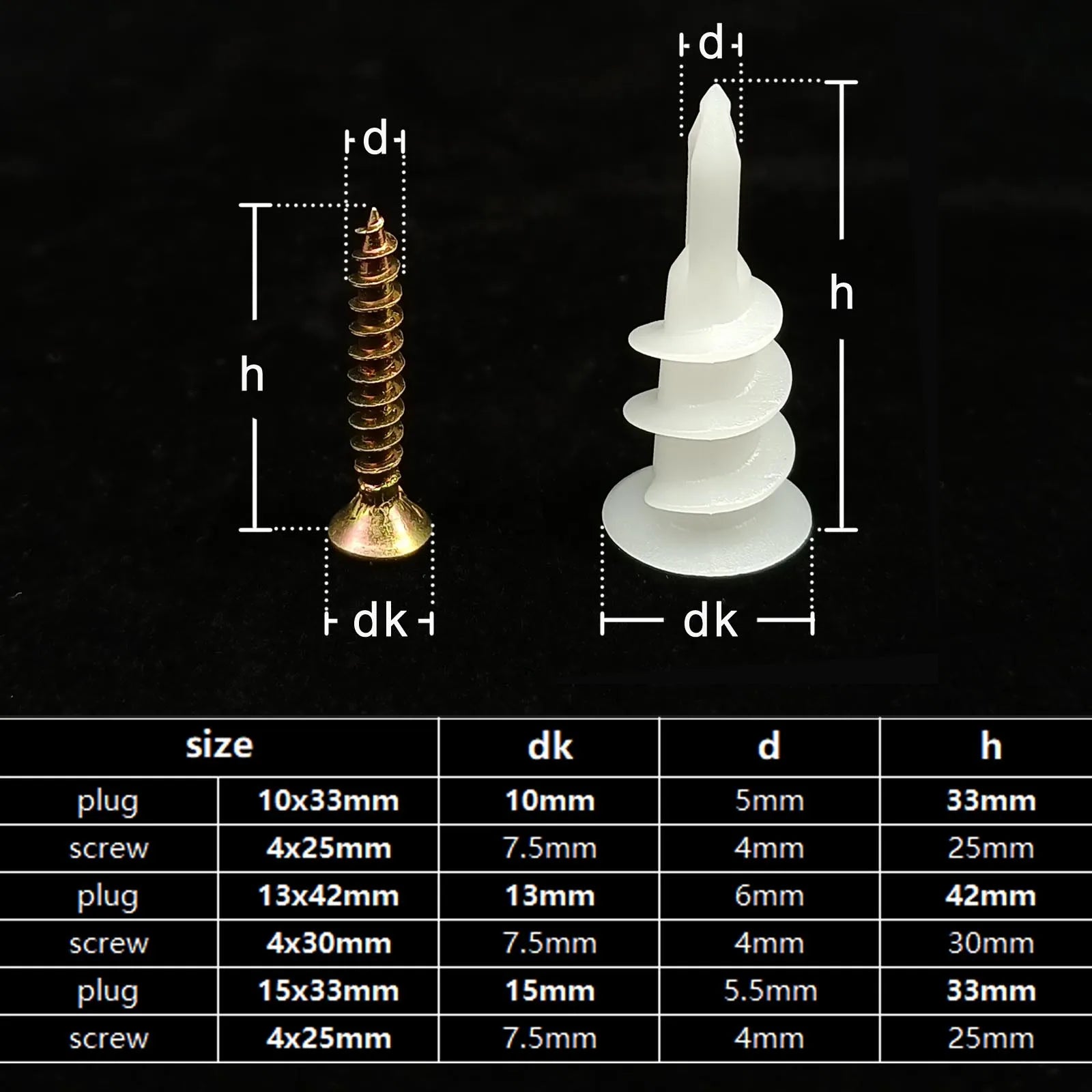 10sets Self Drilling Drywall Anchor with Tapping Screw for