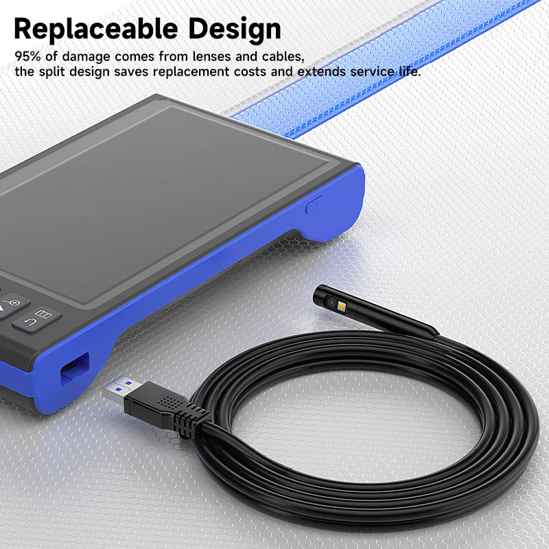 7‘’ IPS Screen Borescope Detachable Design Multiple Lens HD1080P