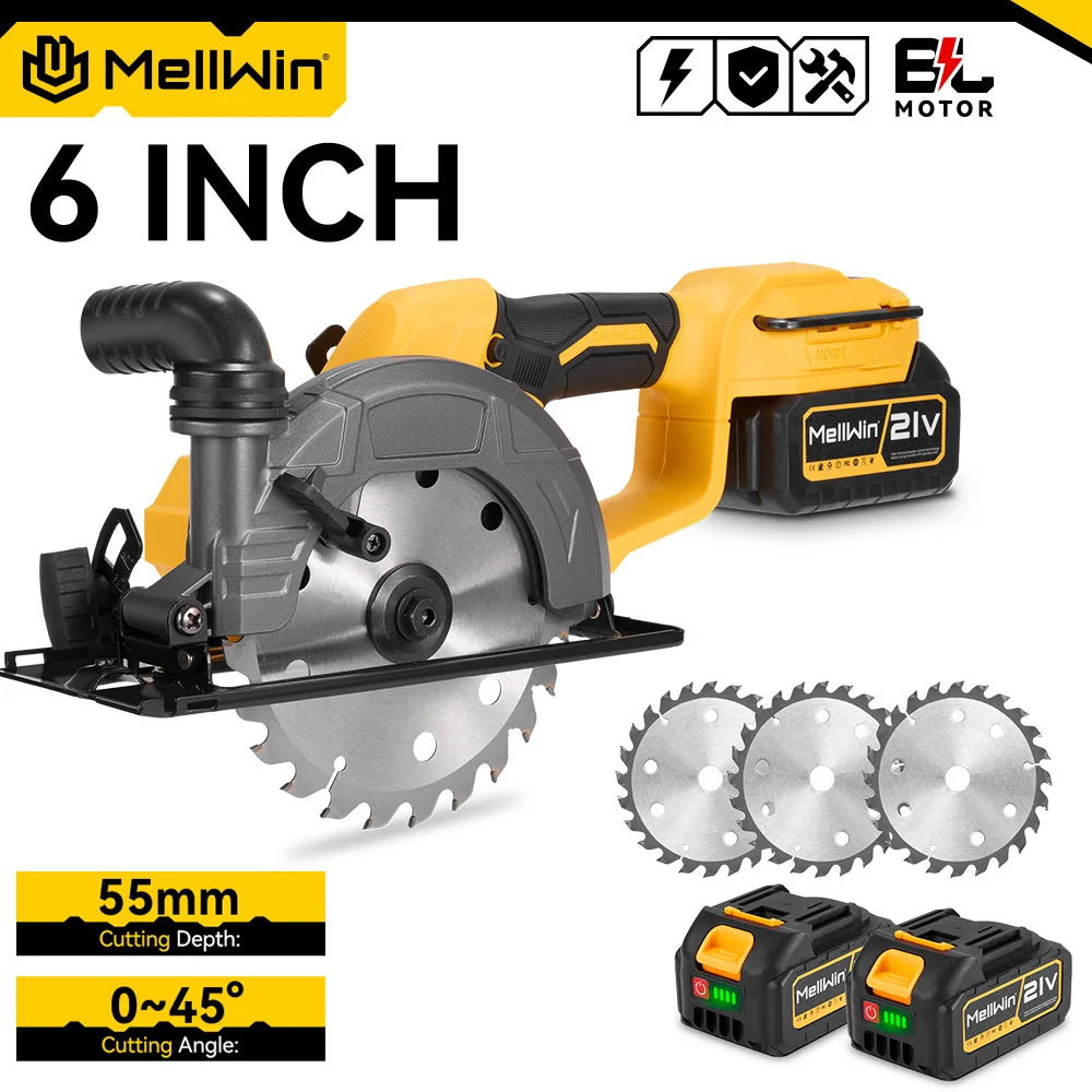 MELLWIN 150mm Brushless Cordless Circular Saw – Makita 18V Compatible