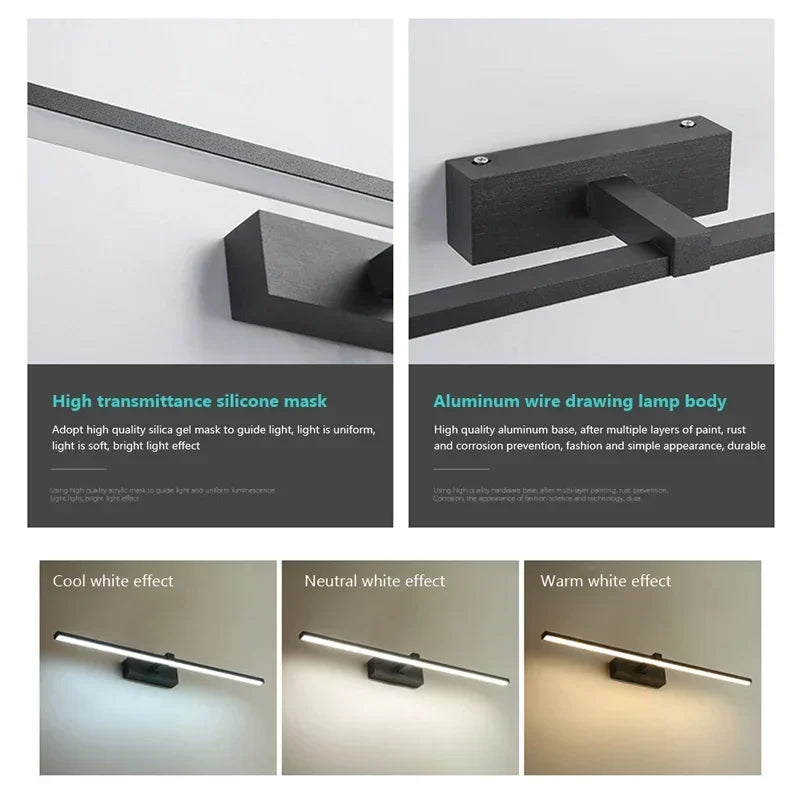 Modern LED Wall Light Bathroom Hardwares Wall Lamp Three Colors