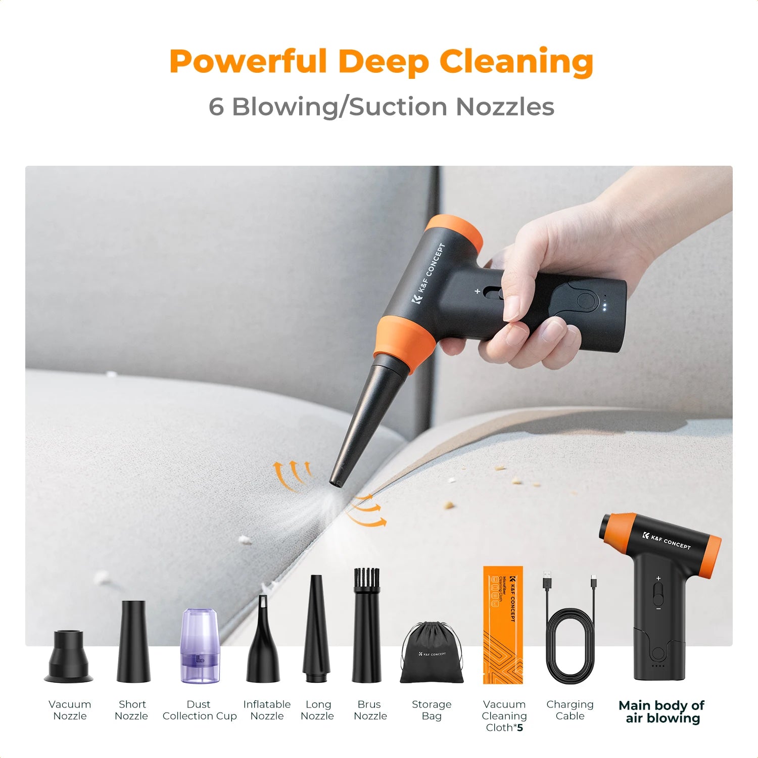 K&F Concept Cordless Electric Air Duster – PC, Laptop & Camera Cleaner