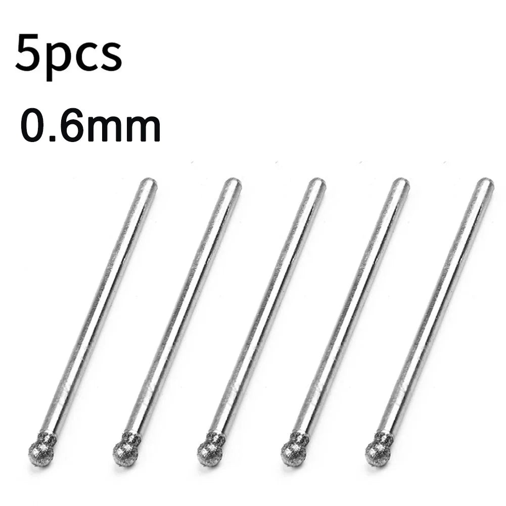 5Pcs 0.5mm-8mm Diamond Round Burring Sanding Drill Bit Cutting