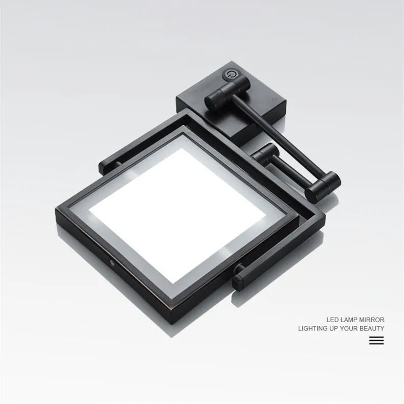 Rose Gold Square Led Bathroom Mirror Wall Mounted Lighted Bathroom