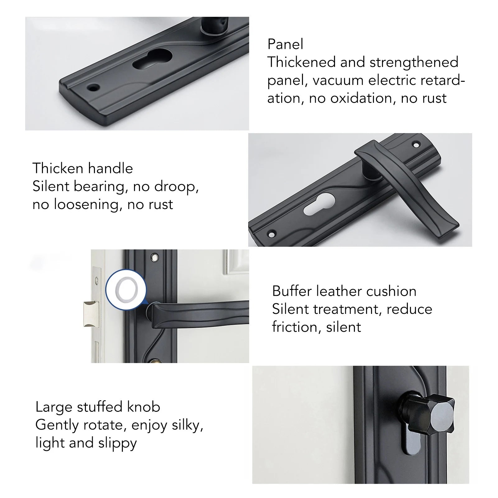 Door Handle Lock Keys Set Bedroom Door Lock Set Large Knob Black