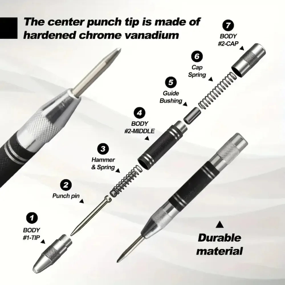 Automatic Centre Punch With Needles Adjustable Spring Loaded Metal