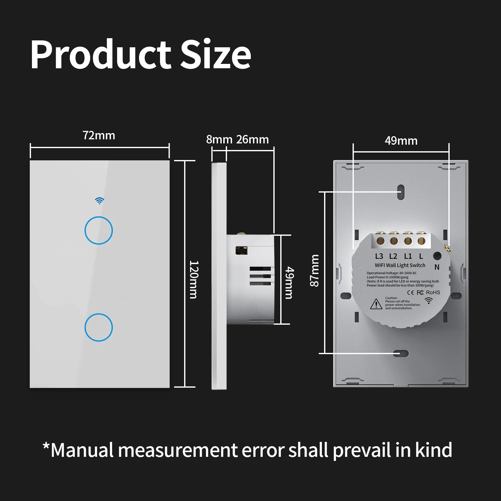 Tuya US WiFi+Bluetooth Smart Wall Switch RF433 1/2/3/4 Gang Smart