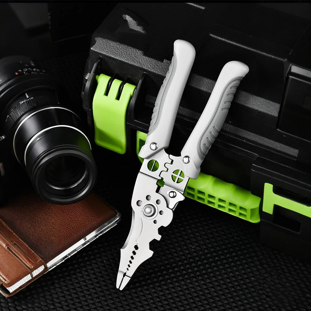 Pintudy 21 in 1 Wire Stripping Pliers Bent Non Slip Handle
