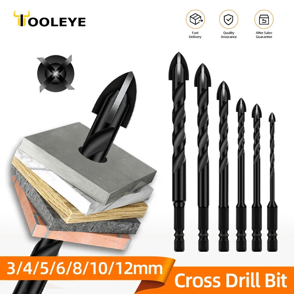 Cross Hex Drill Bit Set For Concrete Porcelain Tile Glass Metal