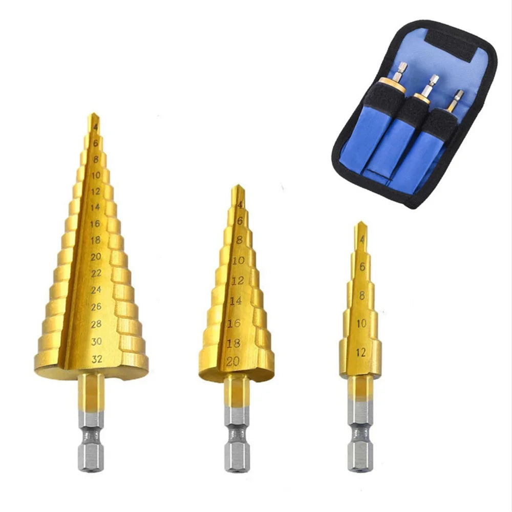 HSS Step Drill Titanium Plated Hexagonal shank straight groove bit